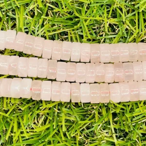 Perles naturelles Heishi en Quartz rose en 6 mm