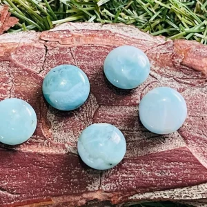 Perles naturelles ronde cabochon en Larimar en 10 mm