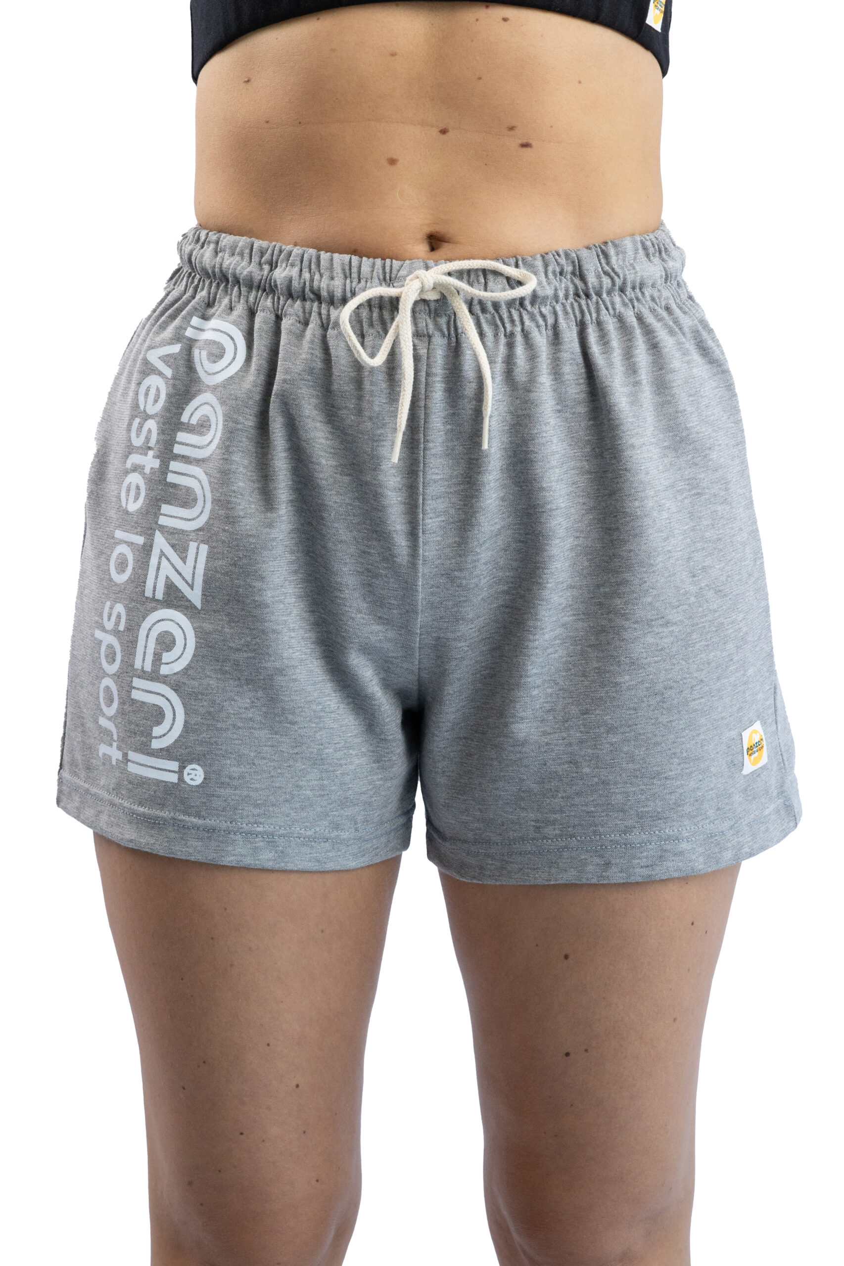 Short Femme – Uni A – Gris Chiné / Blanc – Image 5