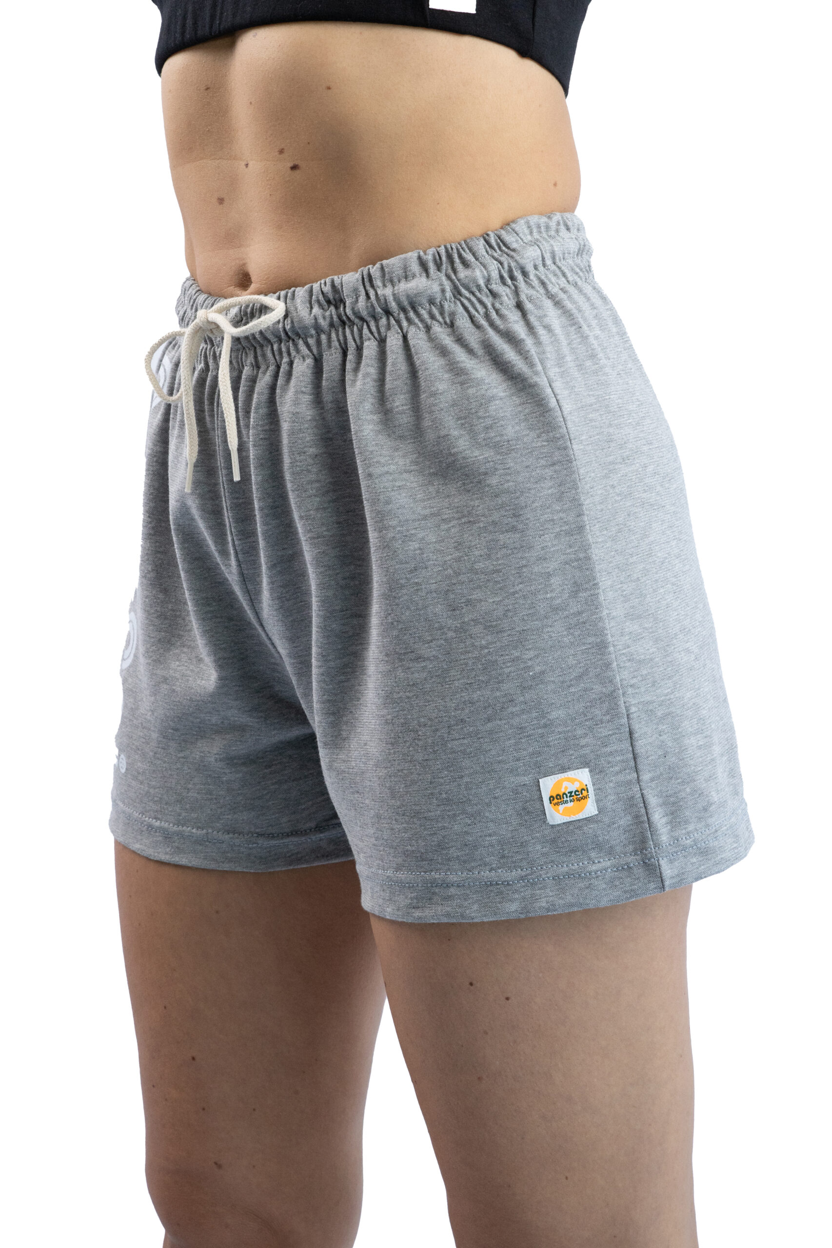 Short Femme – Uni A – Gris Chiné / Blanc – Image 6